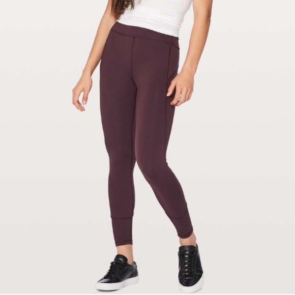 Lululemon In Movement 7/8 Tight *Everlux 25" Black Cherry Size 4 W5ANXS - Picture 12 of 12